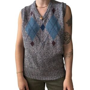 Vintage 1970s Mcgregor Wool Blend Dark Academia Equestrian Argyle Sweater Vest